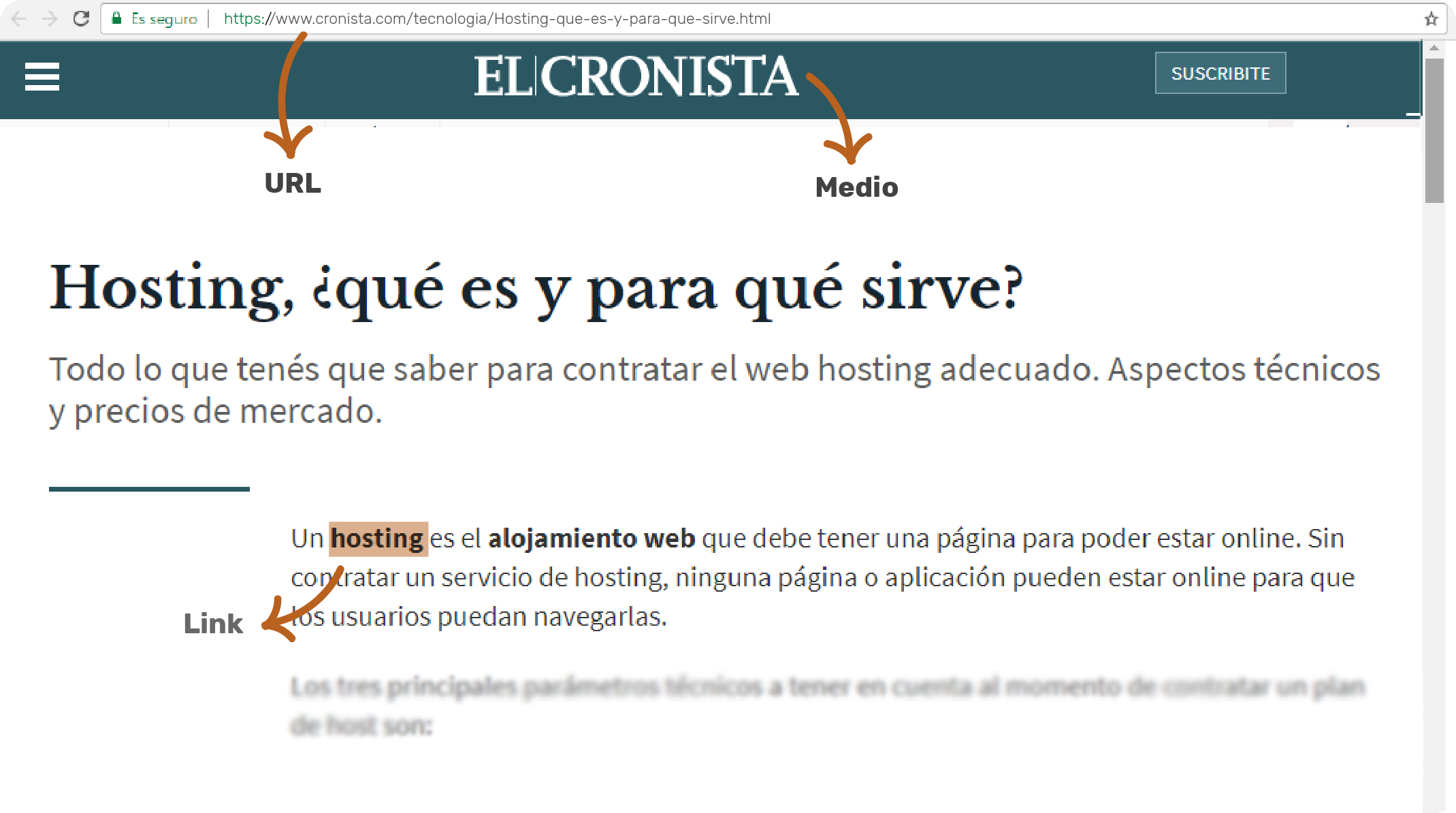 Ejemplo de un link en medio digital